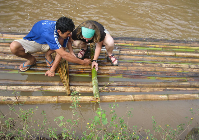 Building a bamboo raft in Chiang Mai, Thailand