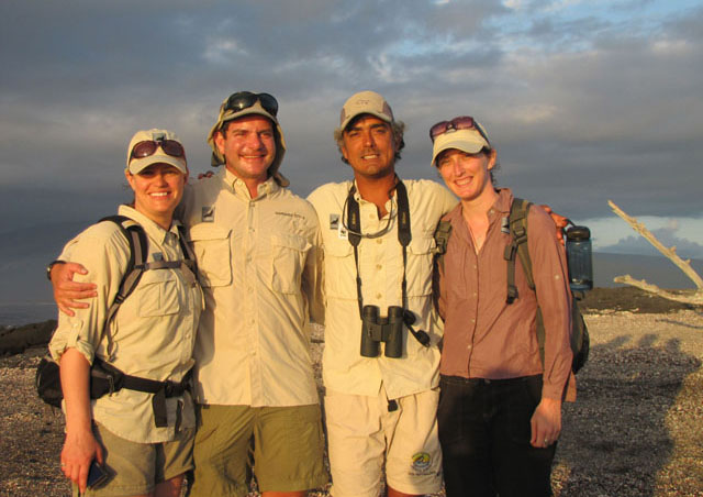 Co-worker, Sara, and two of Nat Hab’s amazing guides, Giancarlo Toti and Roberto Plaza in the Galapagos.
