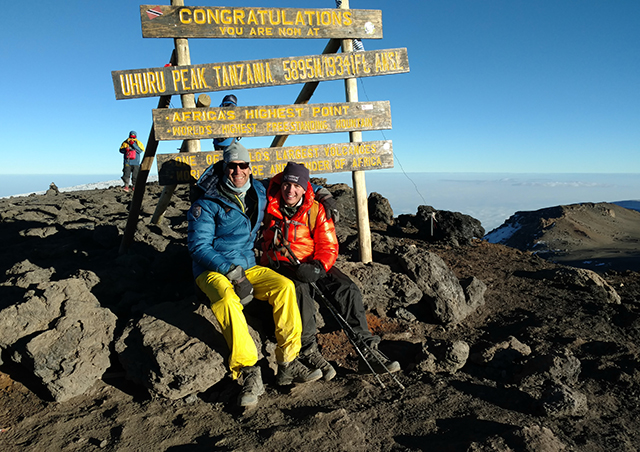 In August 2016, for his son Finlay’s high school graduation, the pair climbed Tanzania’s Mt. Kilimanjaro. At 19,341 feet, it is the highest peak in Africa. Though it’s not a terribly challenging climb, the altitude can catch up with climbers. Ben spent the last day barely shuffling to the top and only made it with Finlay’s aid.