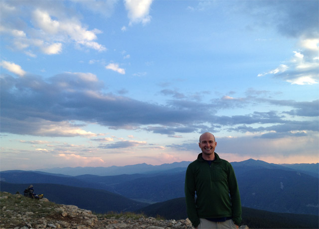 Enjoying the sunset on a hike above one of Colorado's 10th Mountain Huts in August 2014.