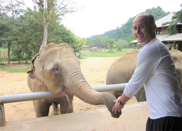 Getting up close to the wildlife at Elephant Nature Park north of Chiang Mai, Thailand, in December 2011.