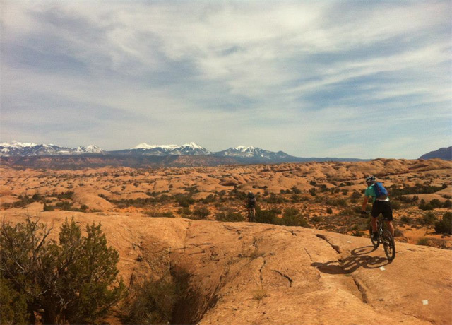 Biking the famed Slickrock trail in Moab, Utah, in April 2013.