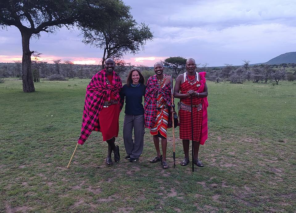 Corrin with local Maasai in Kenya.