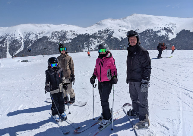 Skiing/boarding with my family, Copper Mountain, Colorado.