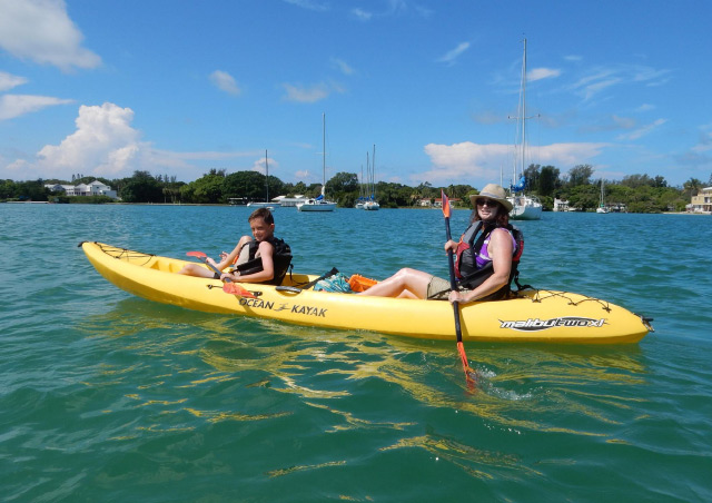 Kayaking with my son in the Gulf of Mexico, near Anna Marie Island, Florida.