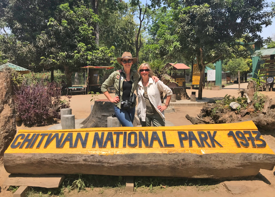 My coworker, and travel buddy, Val and I at Chitwan National Park in Nepal.