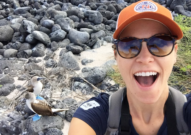 Booby selfie! Our first hike in the Galapagos on North Seymour. The birds were everywhere!