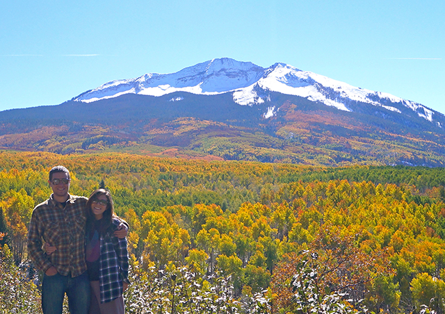 Surrounded by the vibrant colors of autumn along Kebler Pass in southwest Colorado.