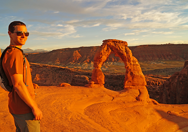Sunset at the Delicate Arch in Utah's Arches National Park.