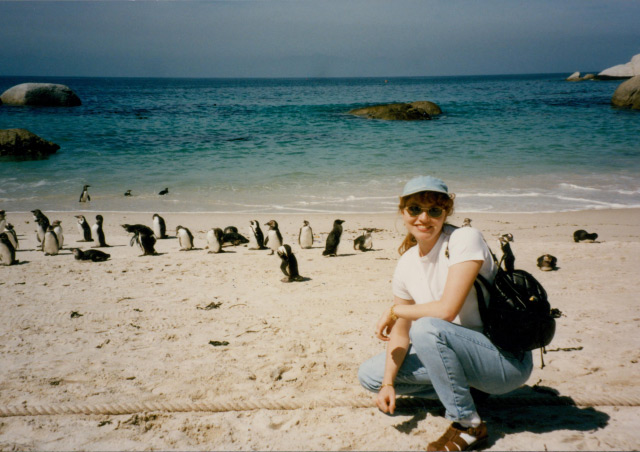 On the beach with penguins in South Africa.