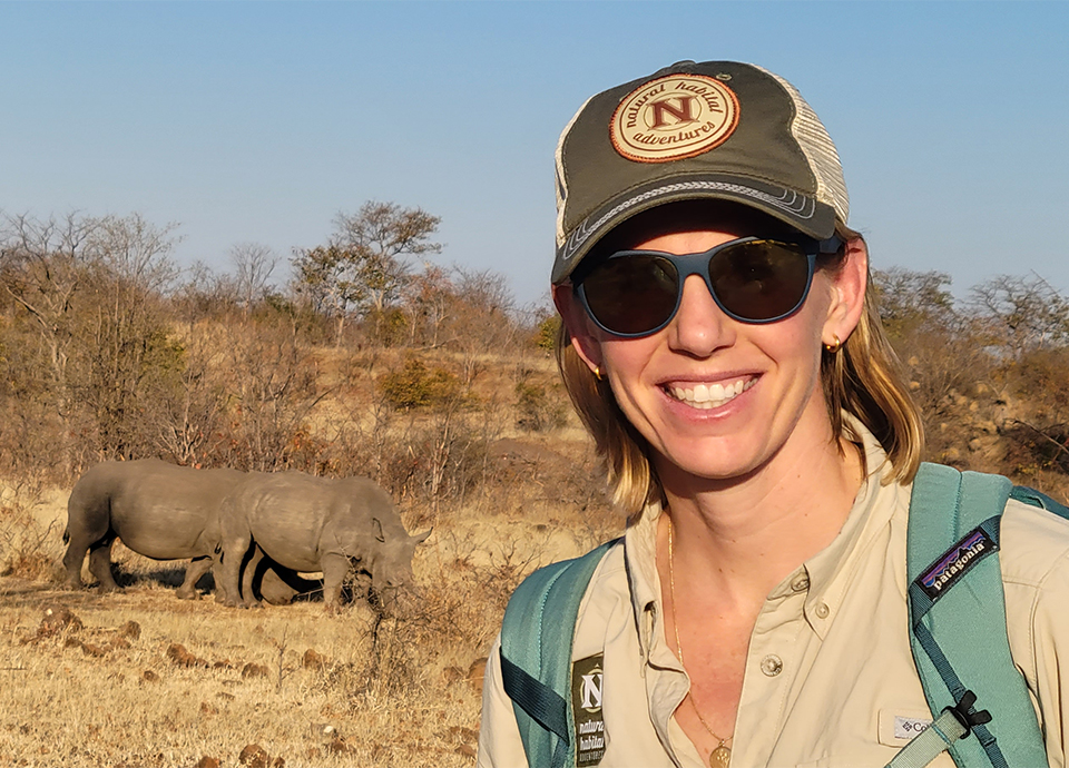Walking with rhinos with Nat Hab in Botswana.
