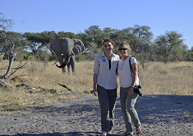 With Adventure Specialist Lauren Deeley and an elephant in Botswana.
