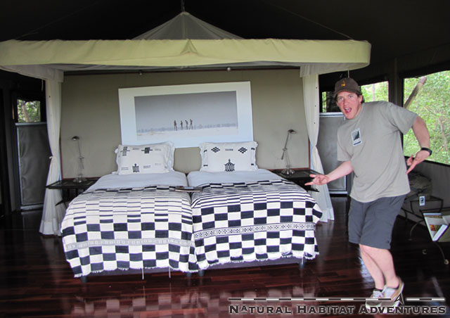 "Oh my God! I love black and white checkered bed spreads!" 