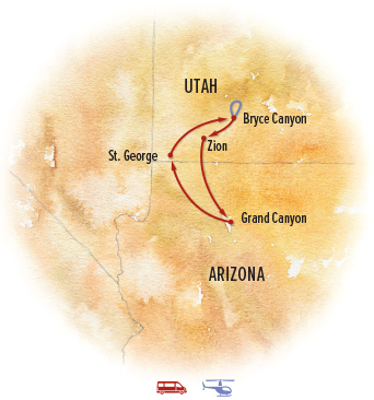 Southwest Canyons tour map