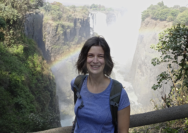 Rainbow over Victoria Falls in Zimbabwe.