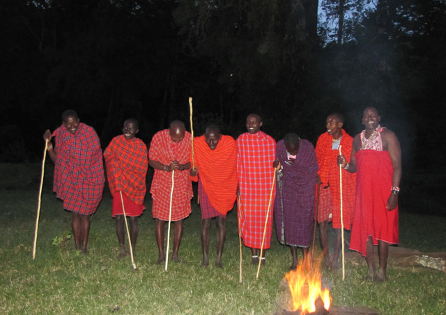 And after well-deserved sundowners and a fine meal, our ever-smiling Maasai hosts treated us to great song and dance amidst a crackling fire.