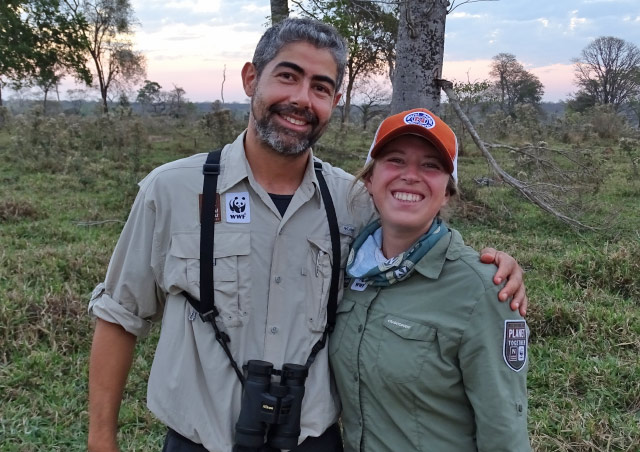With one of our amazing guides, Helder, watching the sunset at Caiman Ecological Refuge in the Brazilian Pantanal.
