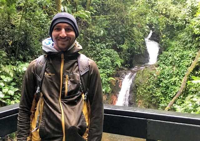 Hiking around the cloud forest in Monteverde, Costa Rica in search of the elusive resplendent quetzal, we came across this beautiful waterfall.