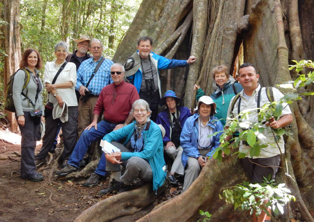 Gathering around an amazing Ficus tree in Costa Rica with my traveling companions.