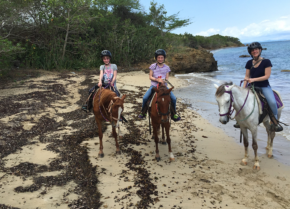 Horseback riding with my daughters on the island of Vieques, Puerto Rico.