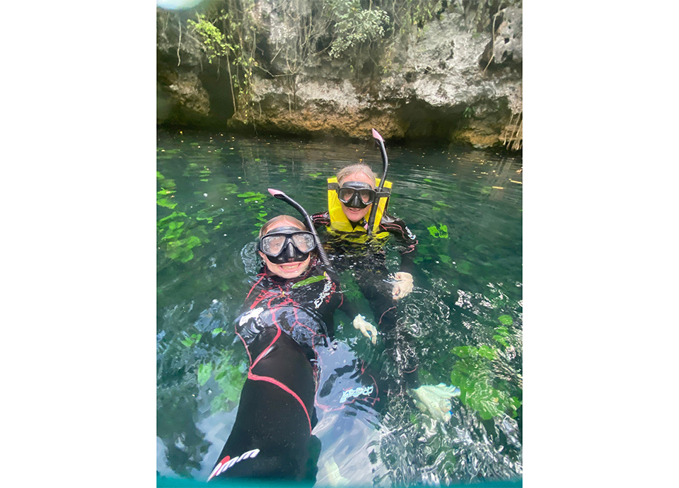 Snorkeling in a cenote in Puerto Morelos, Mexico.