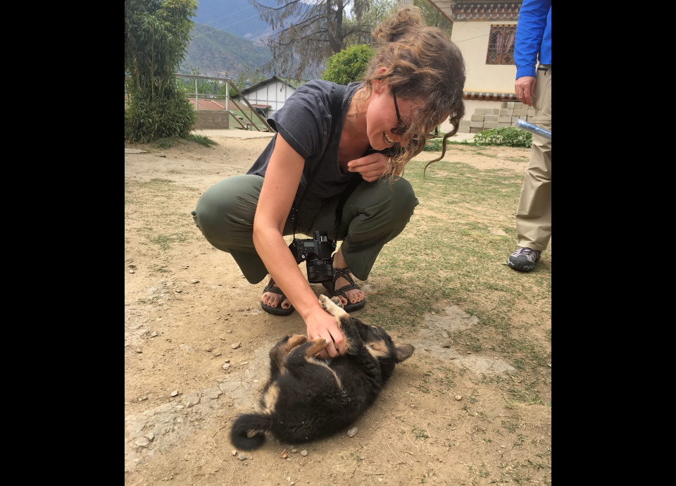 Made a new friend in Bhutan during my visit to the handmade paper factory.