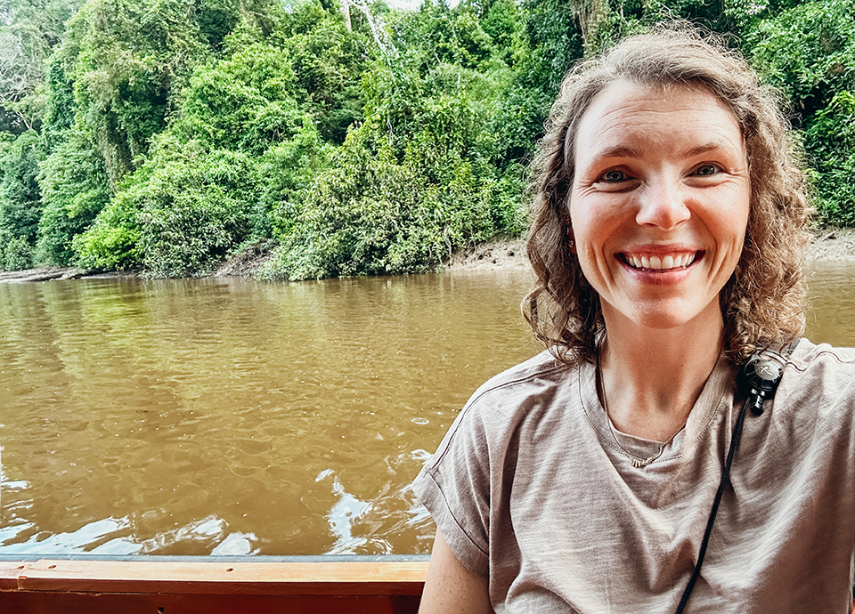 Cruising down the Dorado River in the Peruvian Amazon.