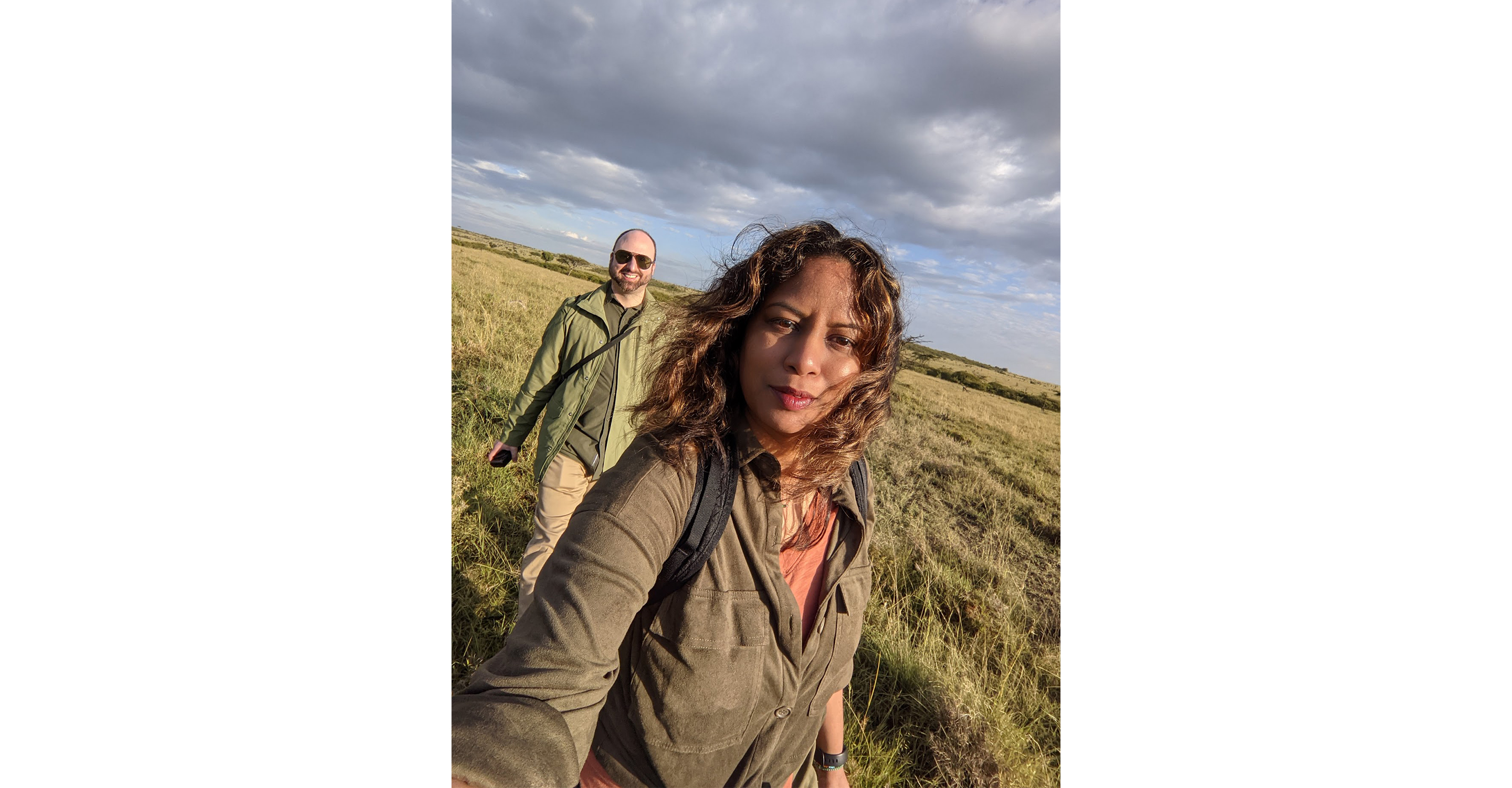 On a walking safari in Naboisho Conservancy, Kenya, with my husband, 2021.