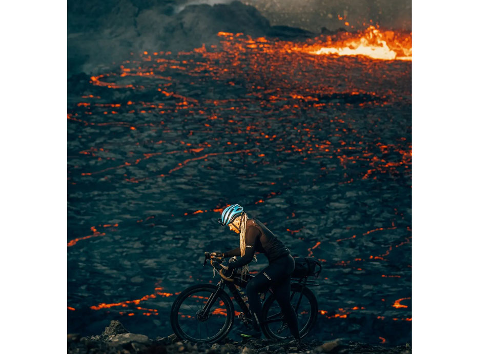 Attempting to ride my bike to see the erupting volcano in Iceland
