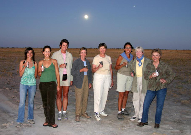 A full moon sundowner at Jack's Camp in the Eastern Kalahari of Botswana.
