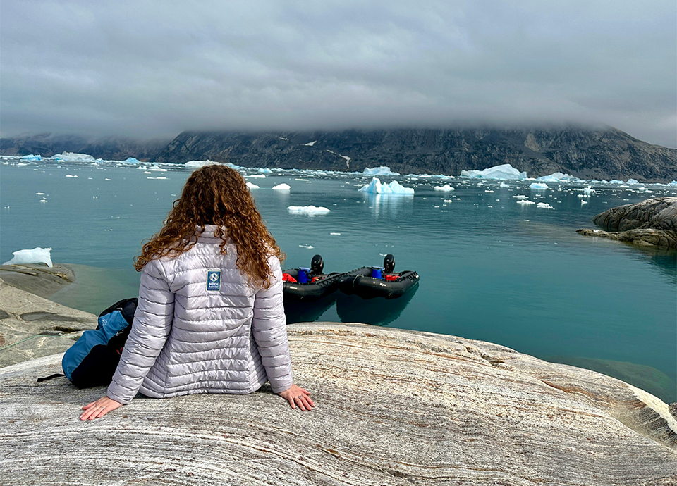Admiring the glaciers in East Greenland while spending time at Nat Hab's Base Camp Greenland.