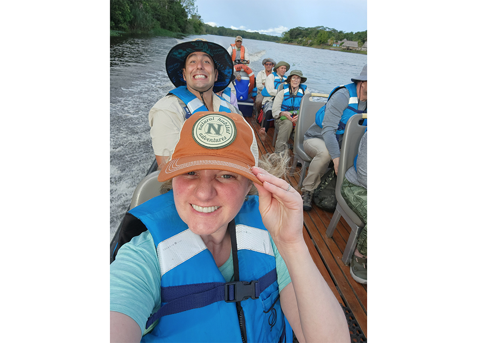 Skiff boat excursion in the Peruvian Amazon.