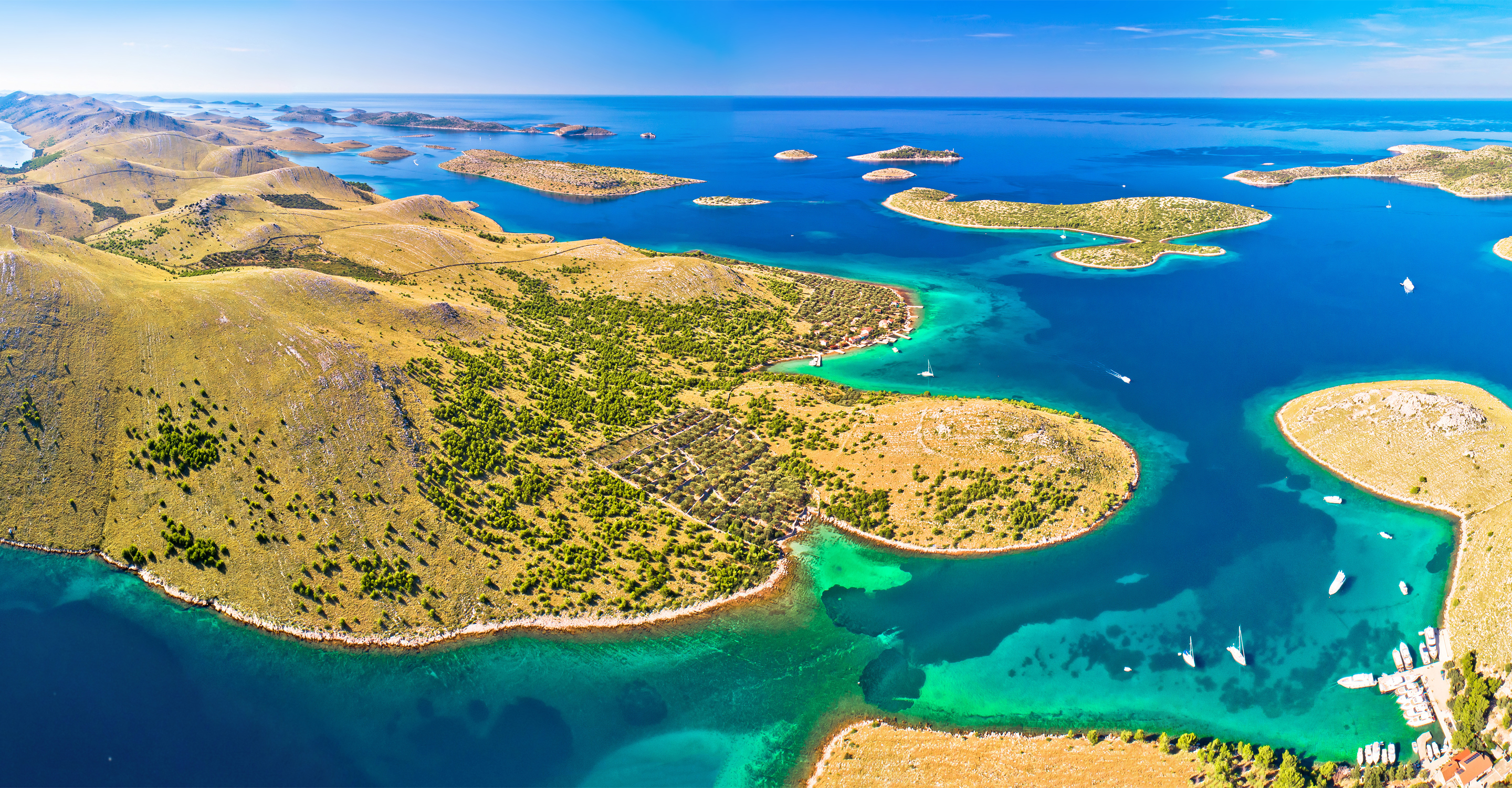 Aerial view of Kornati Islands National Park, Dalmatia, Croatia