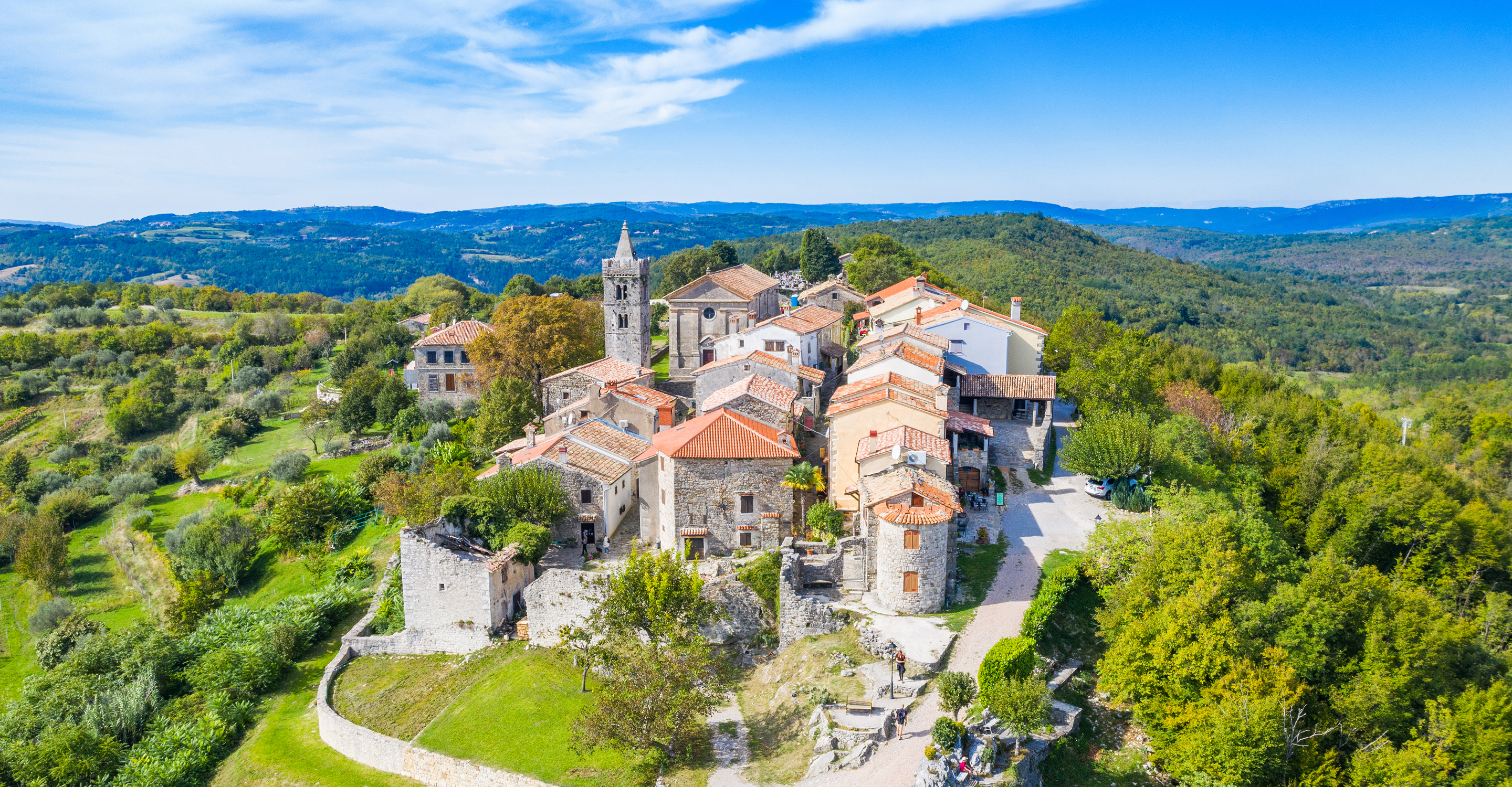 Aerial view of the town of Hum, Istria, Croatia