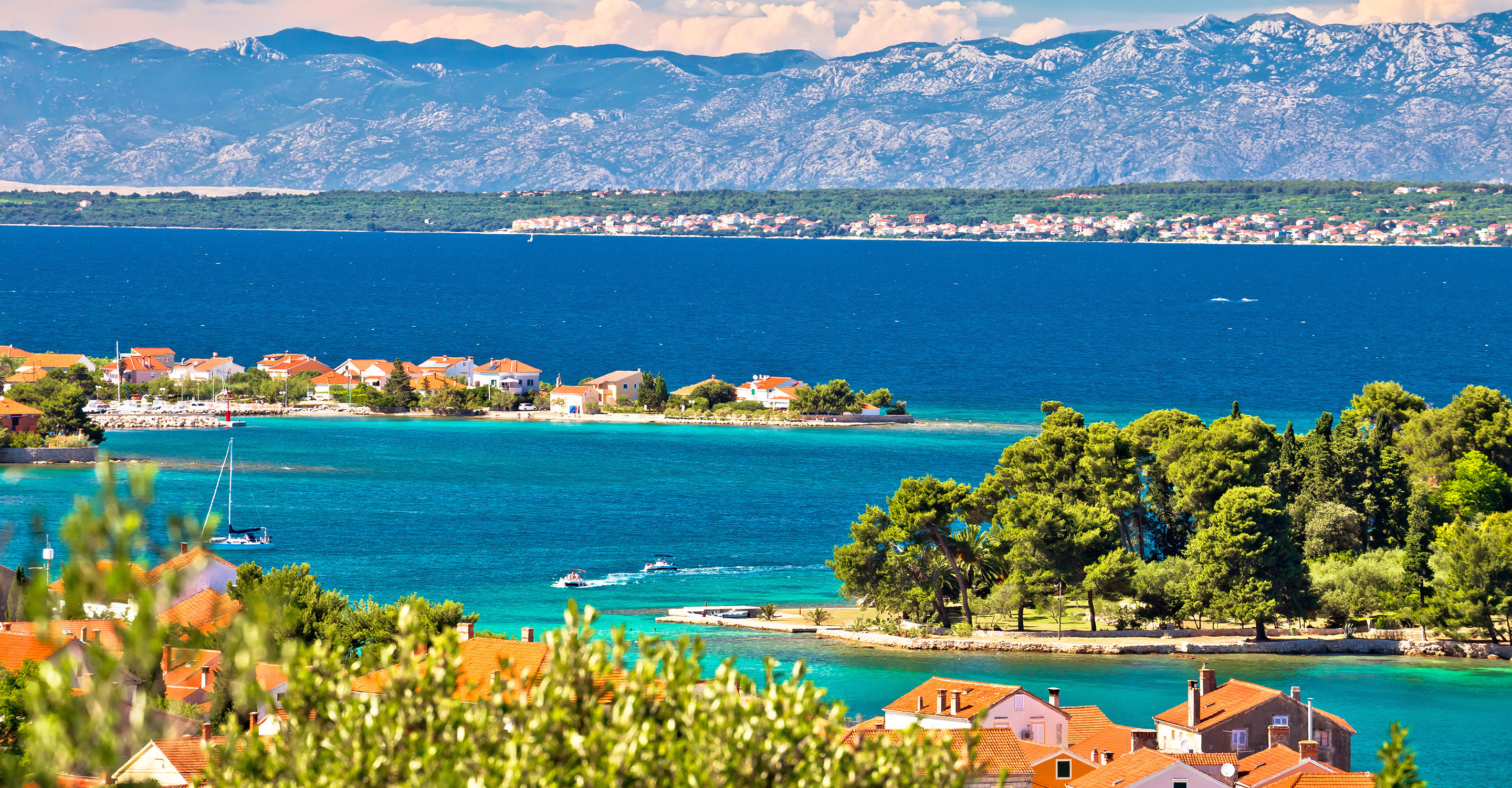 Zadar islands in front of Velebit mountains, Preko, Dalmatia, Croatia