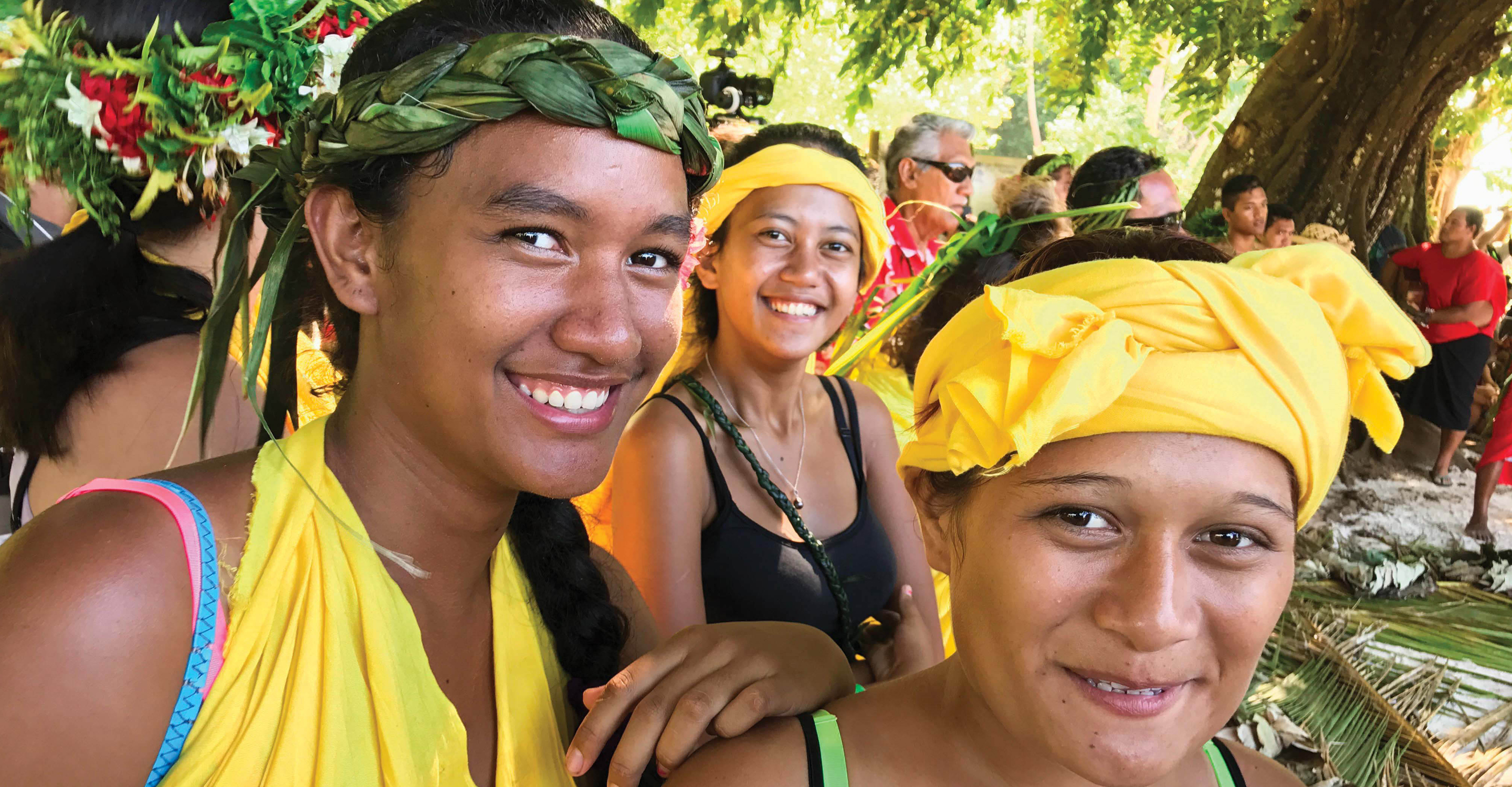 Local people smiling, Raiatea, Bora Bora