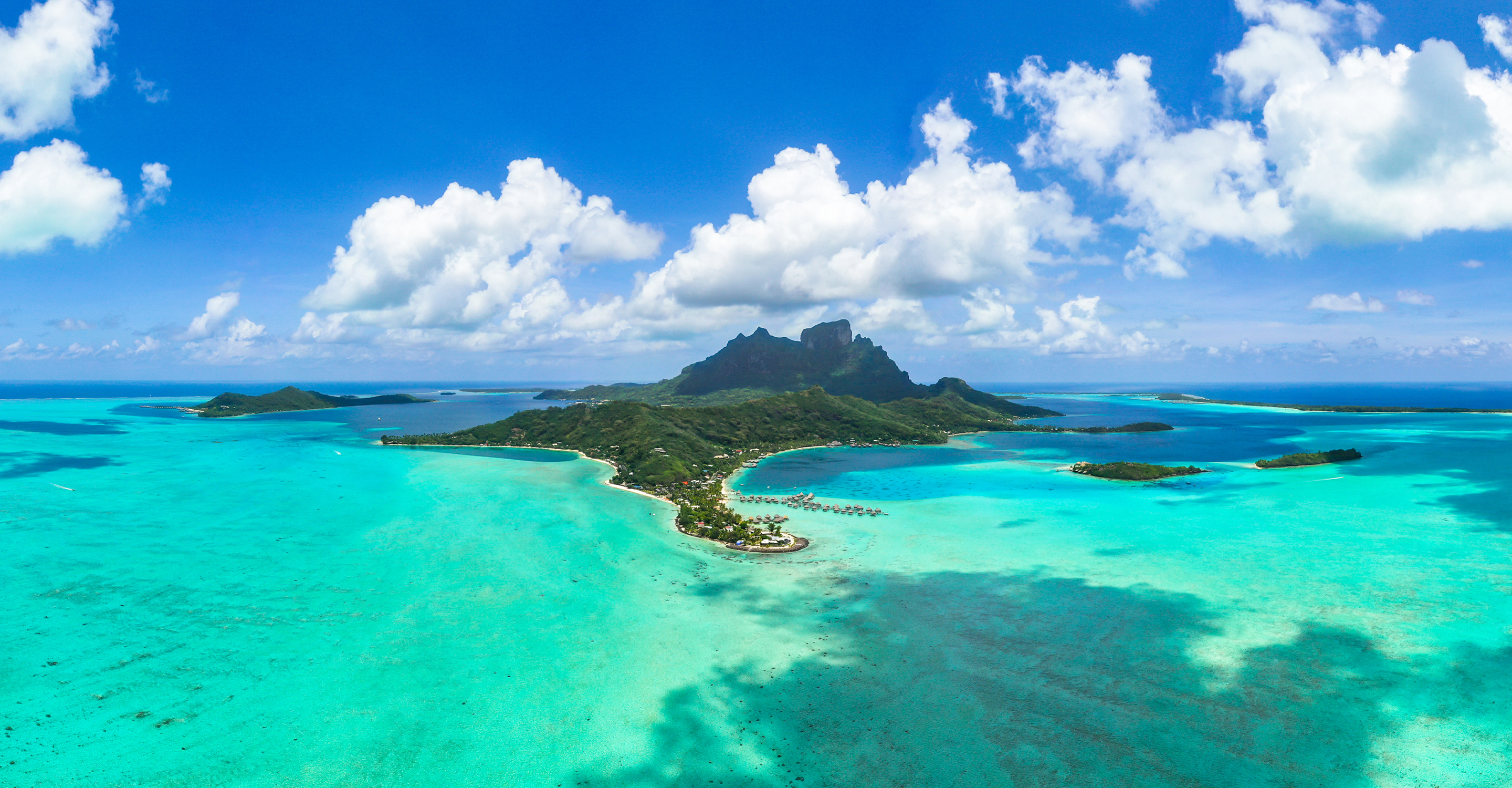 Aerial view of Bora Bora Island, Tahiti, French Polynesia
