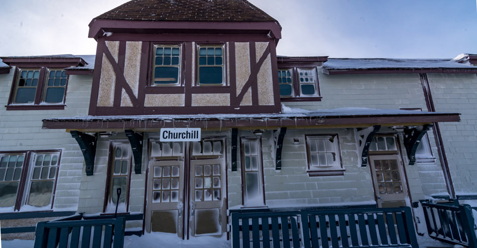 The railroad station in Churchill, Manitoba, Canada;