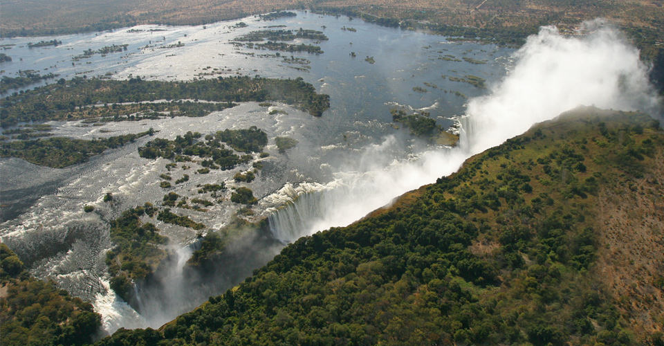 Aeiral view of Victoria Falls waterfall, Zambia/Zimbabwe