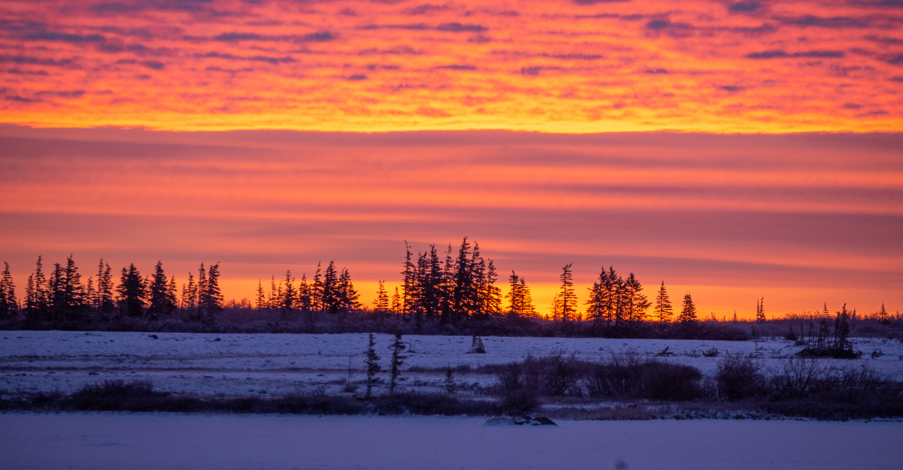 Sunset over the tundra, Churchill, Manitoba, Canada