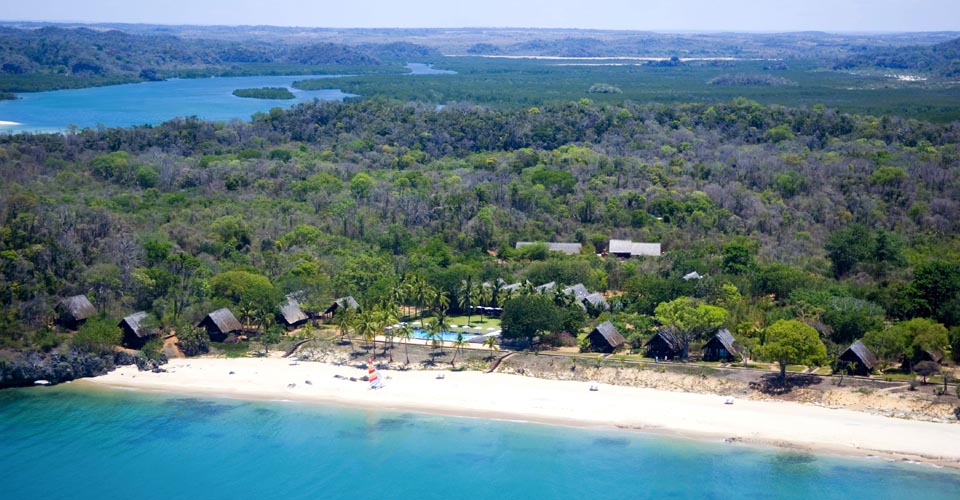 An aerial view of Anjajavy Lodge, Anjajavy Private Reserve, Madagascar