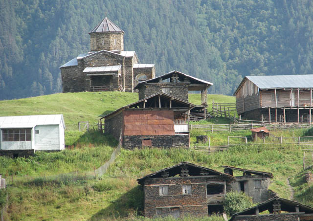 The small hamlet of Shenako. Most of the remote villages we visited have changed little over the years and the focal point is typically a Georgian Orthodox church.